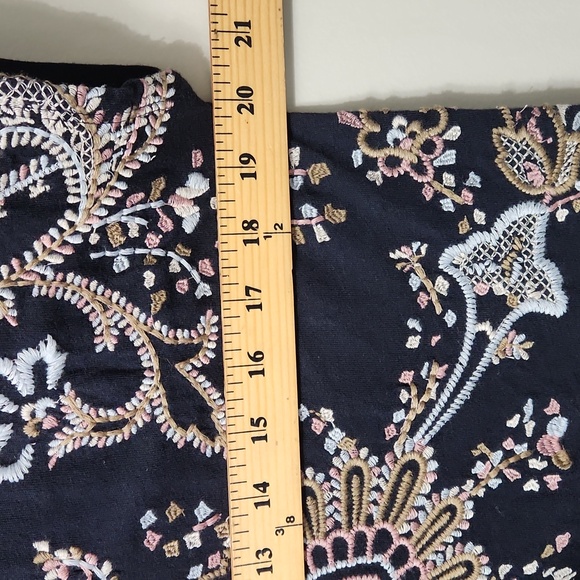 J. Jill Navy Embroidered Bohemian Floral Cotton Relaxed Midi Dress - Size Medium - Picture 12 of 15